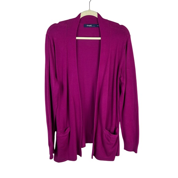 Eloquii Magenta Purple Open Front Knit Cardigan Sweater Women's Plus Size 14/16 - Picture 1 of 6